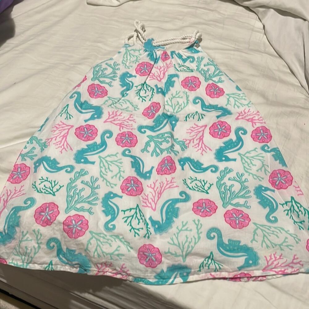 Tommy Bahama 5t 💯cotton lined dress seahorse coral sand dollars euc worn once